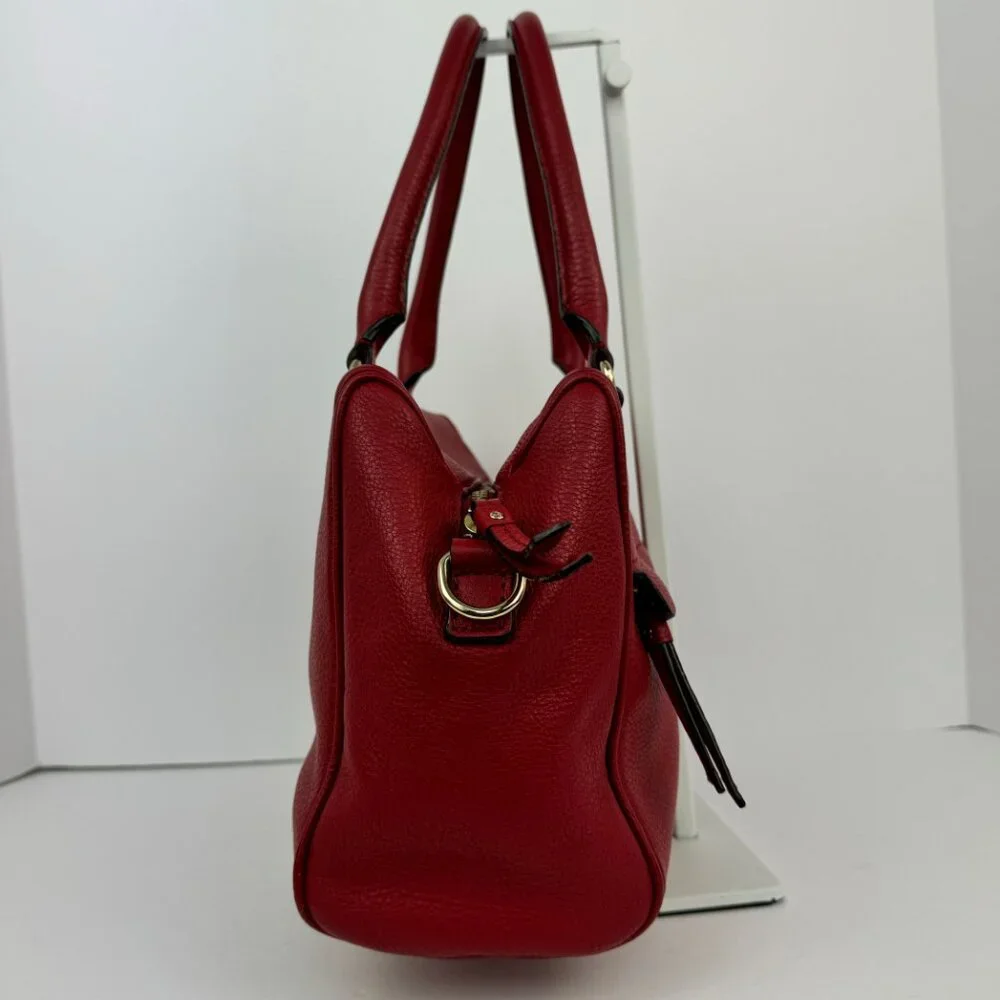 Kate Spade Red Pebbled Leather Satchel Handbag